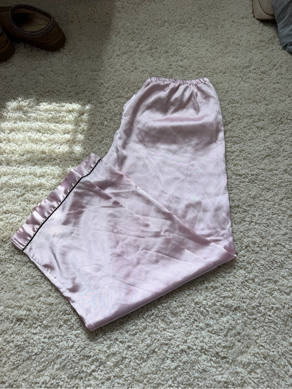 Target Pink Satin Pajama Pants with Contrast Trim